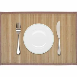 6 Bordstabletter i bambu 30 x 45 cm brun