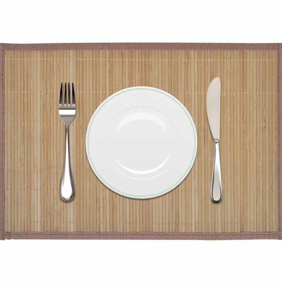6 Bordstabletter i bambu 30 x 45 cm brun