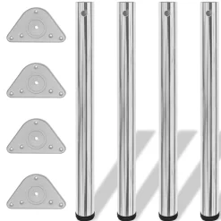 4 Höjdjusterbara bordsben i krom 710 mm