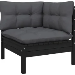 806632 vidaXL Trädgårdshörnsoffa med kuddar vit massiv furu