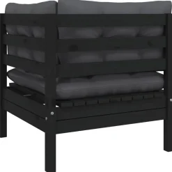 806632 vidaXL Trädgårdshörnsoffa med kuddar vit massiv furu