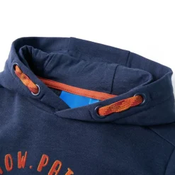 Barnhoodie blå melange och orange 92
