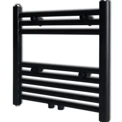 Best vidaXL Handdukstork centralvärme element rak 480 x 480 mm Svart