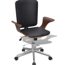 Clearance vidaXL Kontorsstol med snurr och konstläderklädsel Bentwood Svart och brun
