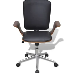 Clearance vidaXL Kontorsstol med snurr och konstläderklädsel Bentwood Svart och brun
