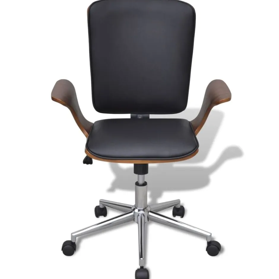 Clearance vidaXL Kontorsstol med snurr och konstläderklädsel Bentwood Svart och brun