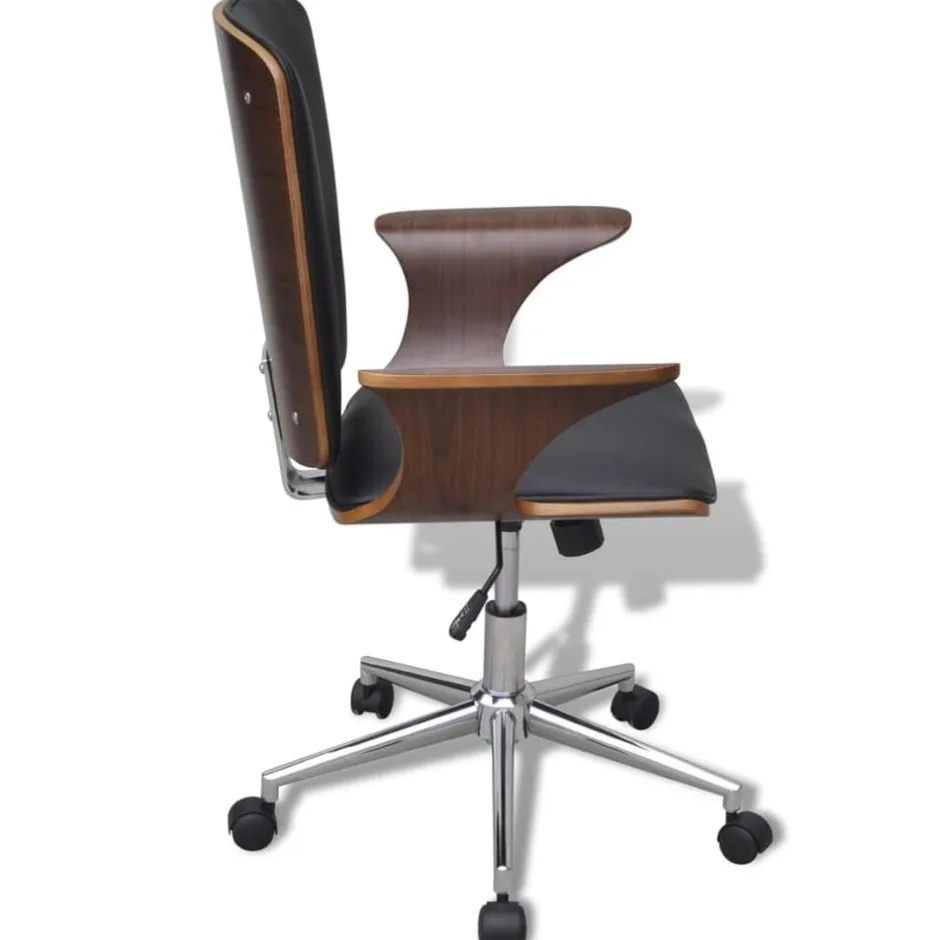 Clearance vidaXL Kontorsstol med snurr och konstläderklädsel Bentwood Svart och brun