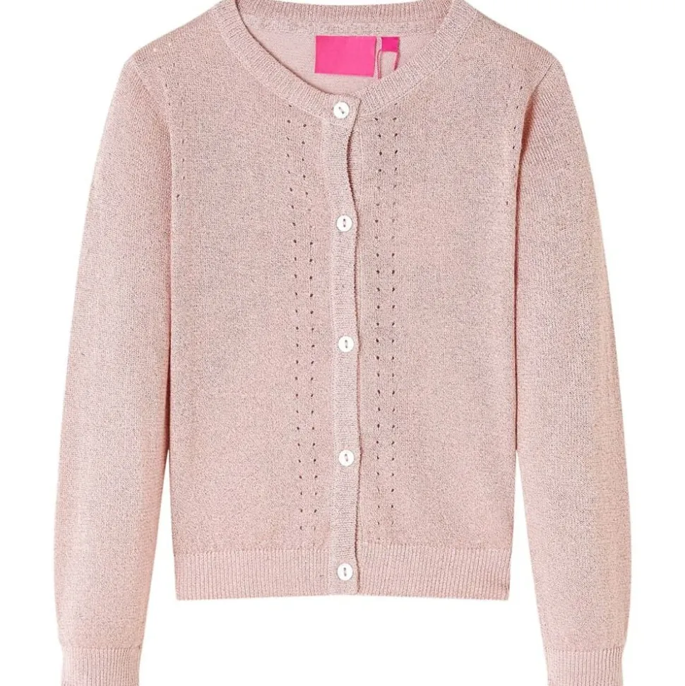 Stickad kofta för barn mjuk rosa 92