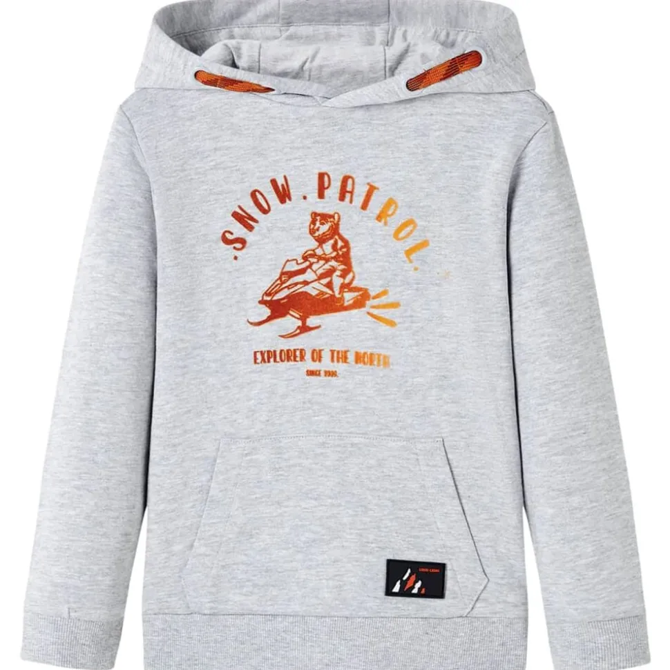 Tröja med huva för barn grå melange och orange 92