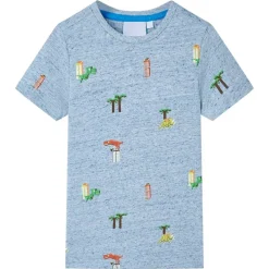 Sale vidaXL T-shirt för barn melange 104 Blå