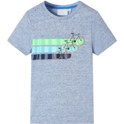 T-shirt med korta ärmar för barn blå melange 116