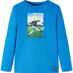 T-shirt med långa ärmar för barn koboltblå 116
