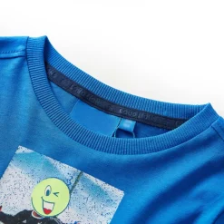 T-shirt med långa ärmar för barn koboltblå 116