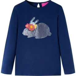 T-shirt med långa ärmar för barn marinblå 104