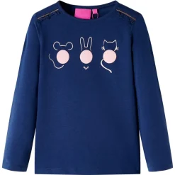 T-shirt med långa ärmar för barn marinblå 116