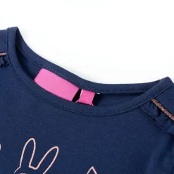 T-shirt med långa ärmar för barn marinblå 116