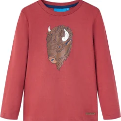 T-shirt med långa ärmar för barn ljusröd 116
