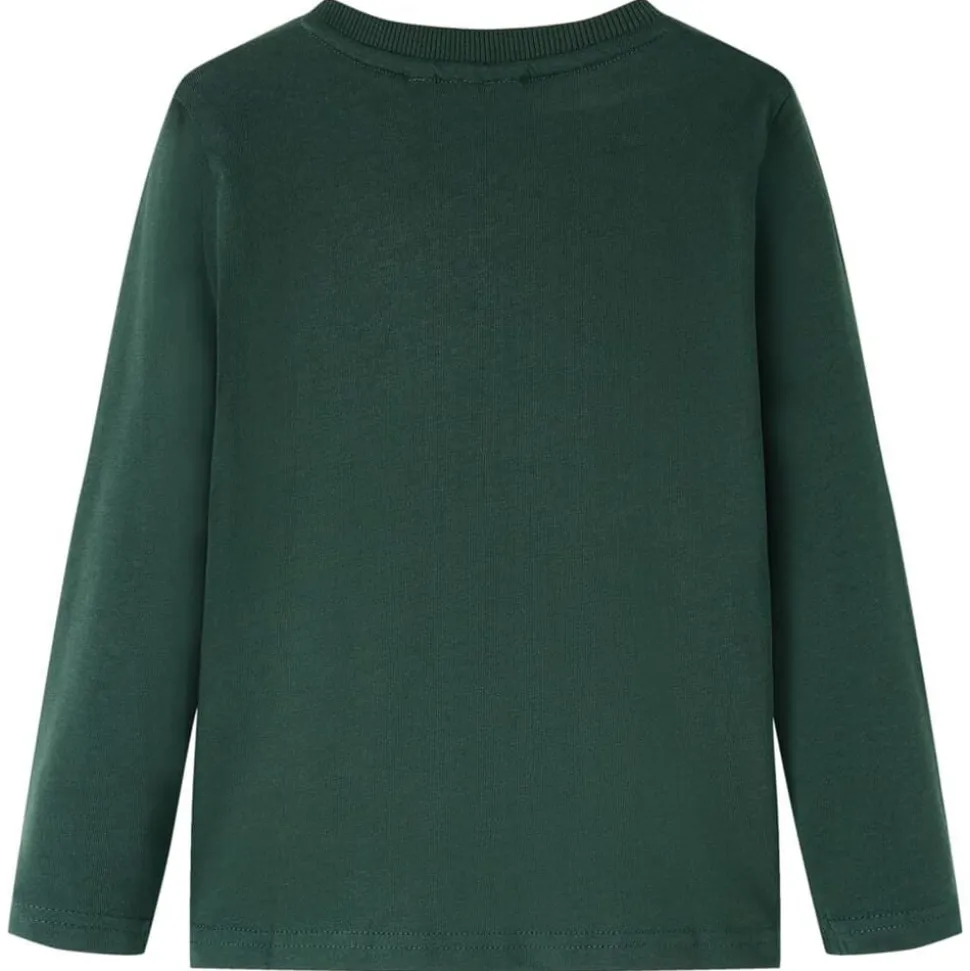 T-shirt med långa ärmar för barn mörkgrön 92