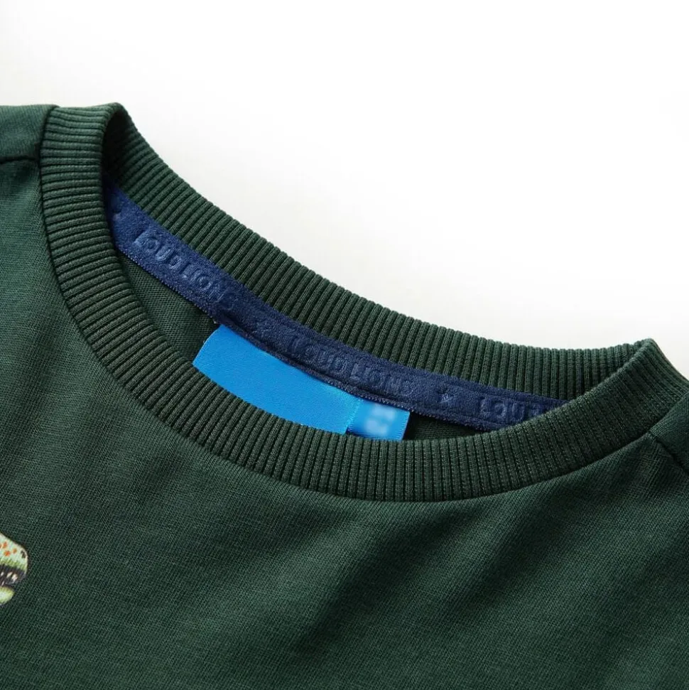 T-shirt med långa ärmar för barn mörkgrön 92