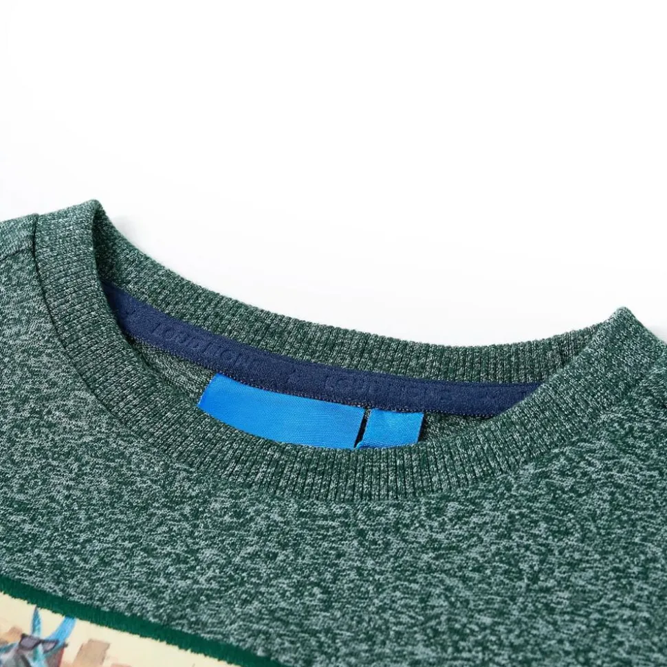 T-shirt med långa ärmar för barn mörkgrön melange 104