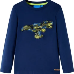T-shirt med långa ärmar för barn marinblå 104