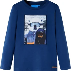 T-shirt med långa ärmar för barn jeansblå 92