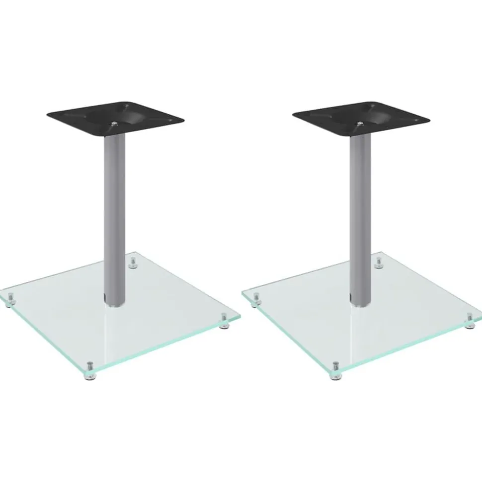 vidaL Högtalarstativ 2 st härdat glas 3-pelardesign silver