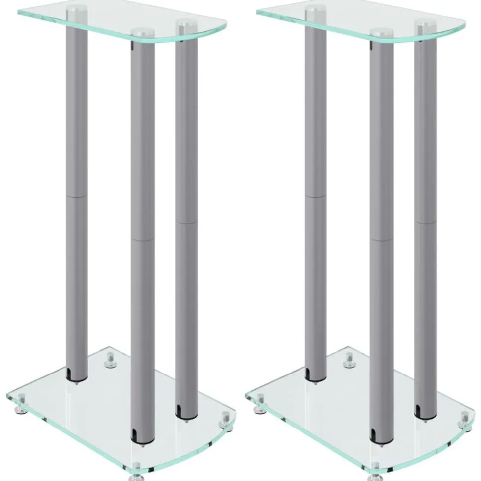 vidaL Högtalarstativ 2 st härdat glas 3 pelare silver