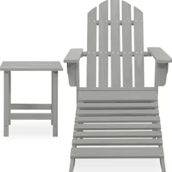 vidaXL Adirondackstol med fotpall och bord massivt granträ