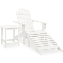 Best vidaXL Adirondackstol med fotpall och bord massivt granträ Vit