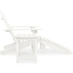 Best vidaXL Adirondackstol med fotpall och bord massivt granträ Vit