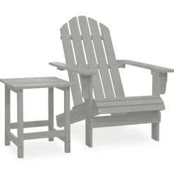 New vidaXL Adirondackstol med bord massivt granträ Grå