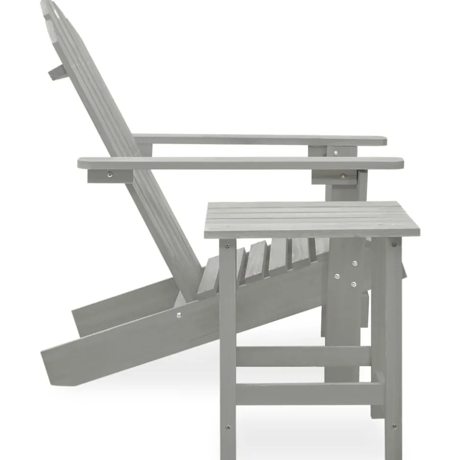 New vidaXL Adirondackstol med bord massivt granträ Grå
