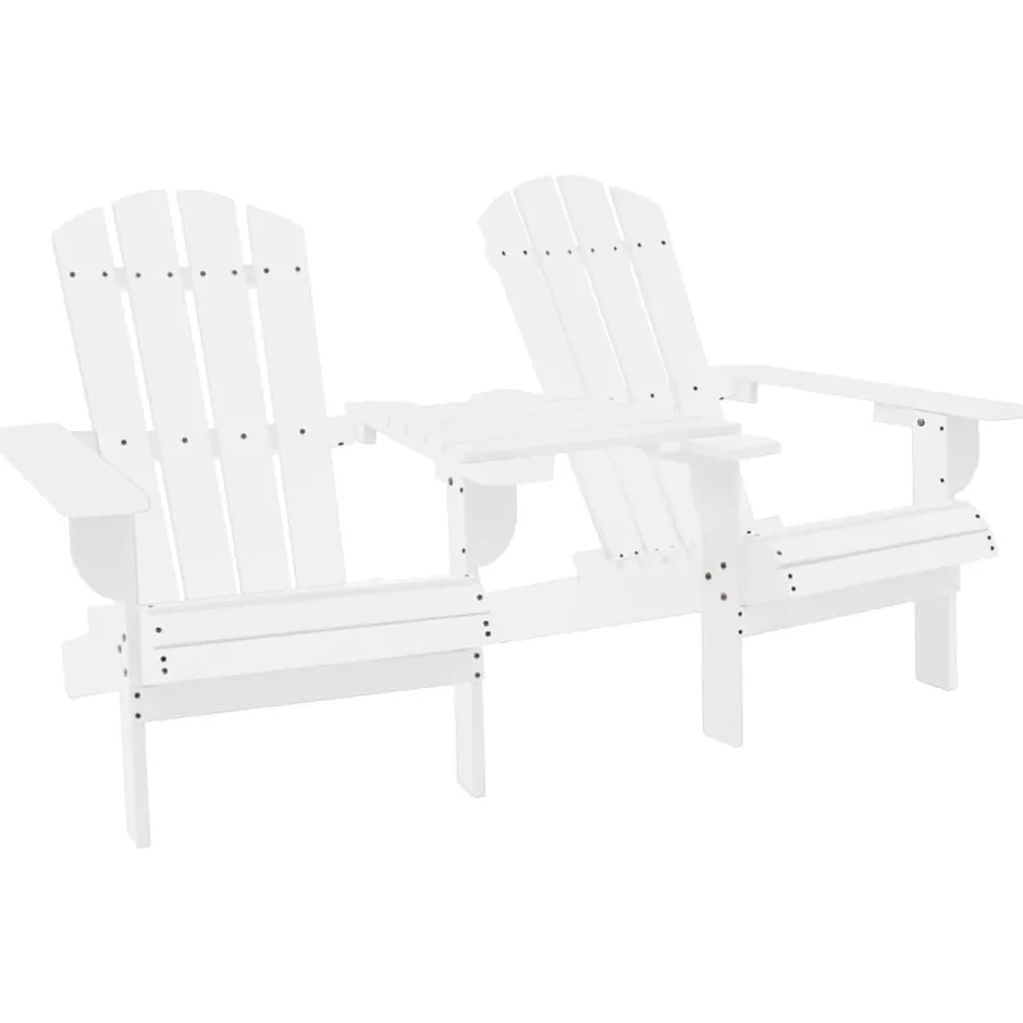 Discount vidaXL Adirondackstolar med bord massivt granträ Vit