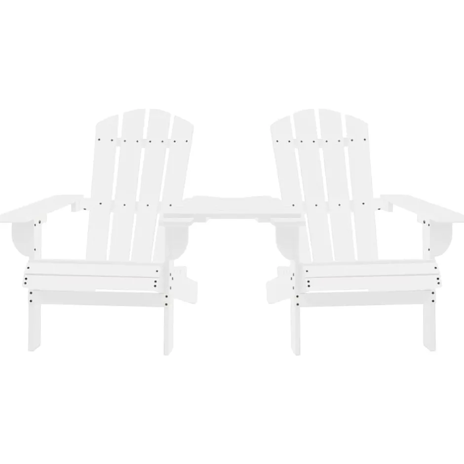 Discount vidaXL Adirondackstolar med bord massivt granträ Vit