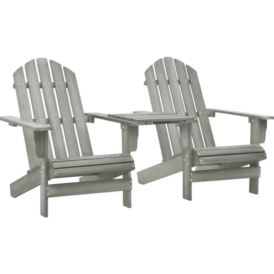 Best vidaXL Adirondackstolar med bord massivt granträ Grå