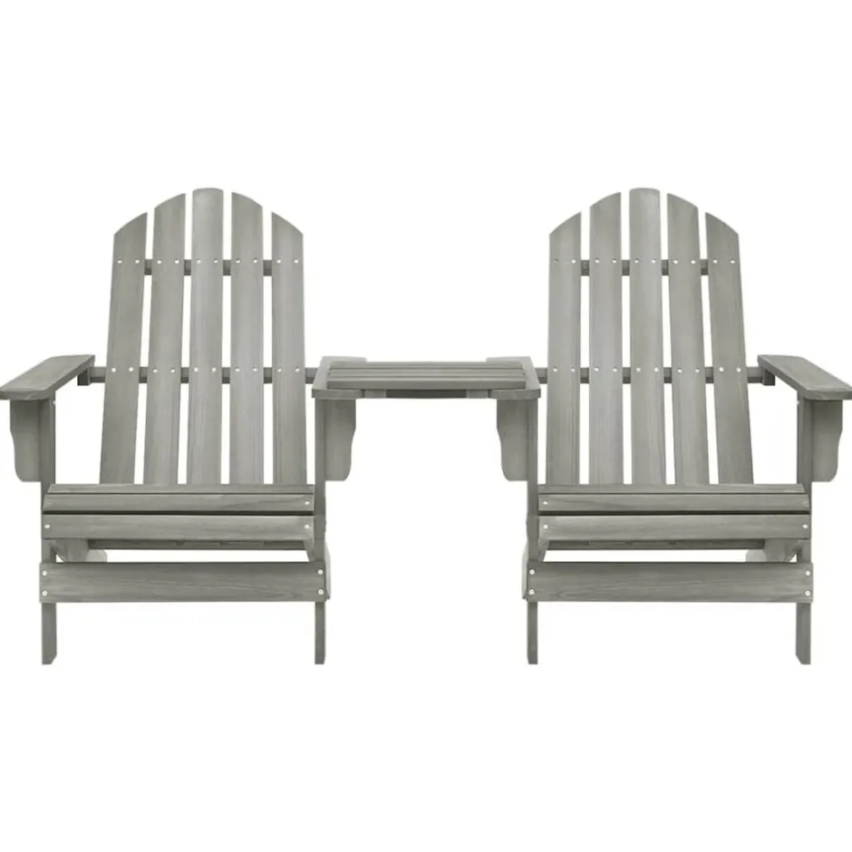 Best vidaXL Adirondackstolar med bord massivt granträ Grå