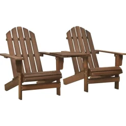 vidaXL Adirondackstolar med bord massivt granträ brun