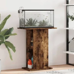 vidaXL Akvariebänk rökfärgad ek 60,5x36x72,5 cm konstruerat trä
