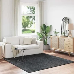 vidaXL Anti-glid Shaggy Matta Mörkgrå 200 x 200 cm PP