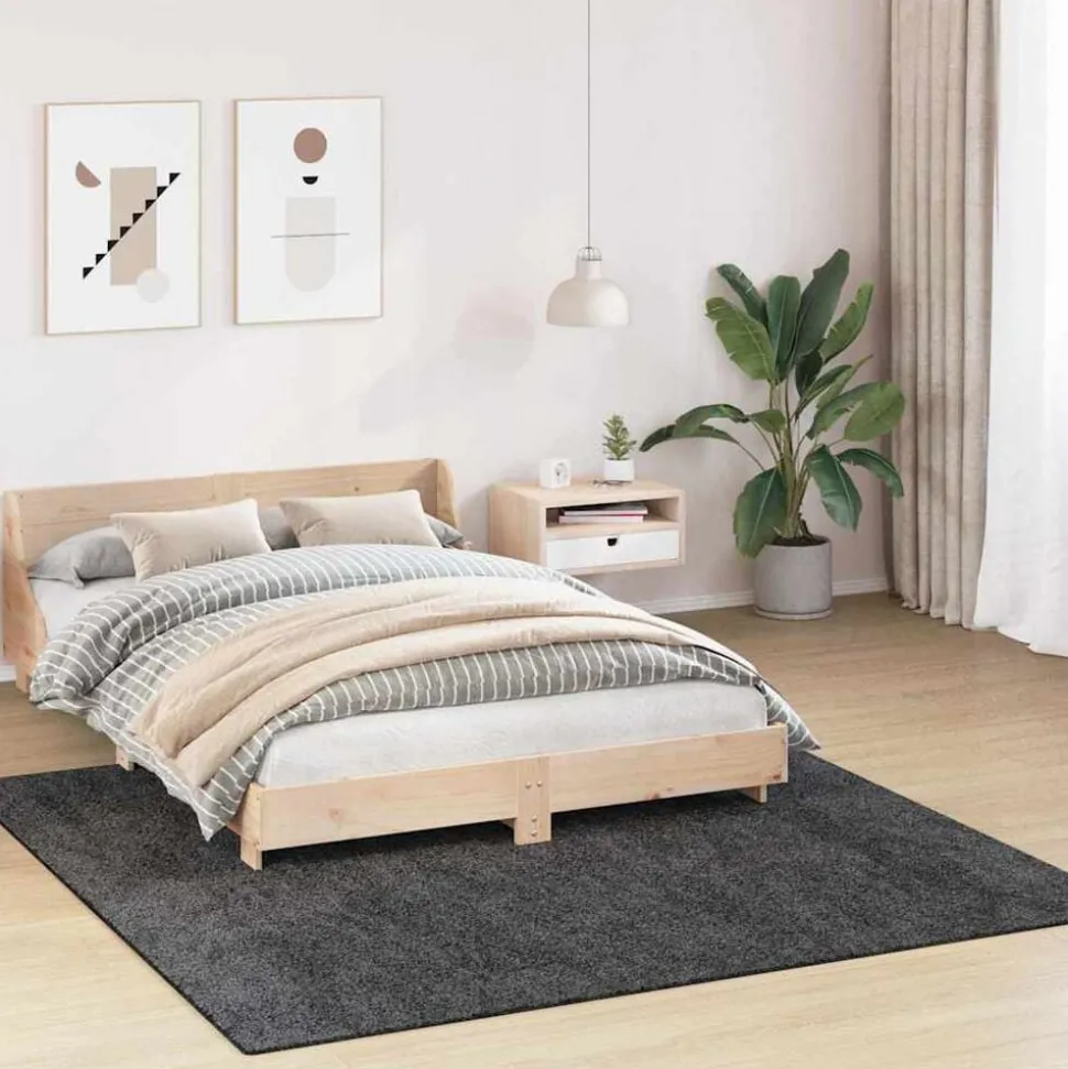 vidaXL Anti-glid Shaggy Matta Mörkgrå 200 x 200 cm PP