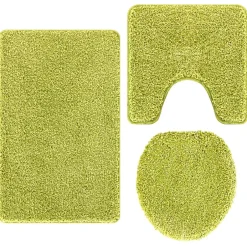 Best vidaXL Antisklid badmatta set 3 pcs PP Grön