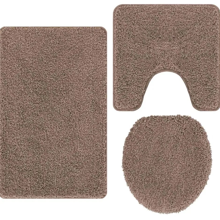 Best vidaXL Antisklid badmatta set 3 pcs PP Brun