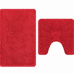 Online vidaXL Antisklid badmatta set 2 pcs PP Röd