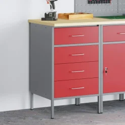 Clearance vidaXL Arbetsbänk och Grå 50 x 55 x 85 cm Konstruerat trä och stål Röd