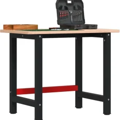 vidaXL Arbetsbänk 100x60x81,5 cm massiv bok rektangulär