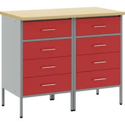 Best vidaXL Arbetskabinett med låda 2 pcs och Grå 100 x 55 x 85 cm Röd
