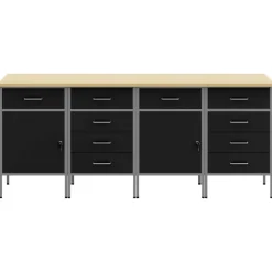 New vidaXL Arbetskabinett med låda 4 pcs och Grå 200 x 55 x 85 cm Svart