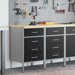 Online vidaXL Arbetskabinett med låda 2 pcs och Grå 100 x 55 x 85 cm Svart