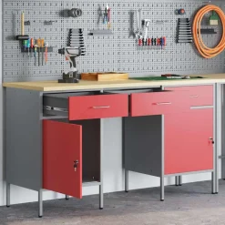 Hot vidaXL Arbetskabinett med låda 3 pcs Konstruerat trä och stål Röd